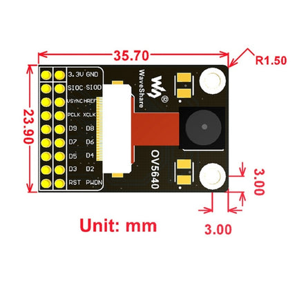 Waveshare OV5640 Camera Module Board (A), 5 Megapixel (2592x1944), Based on OV5640 Image Sensor-garmade.com