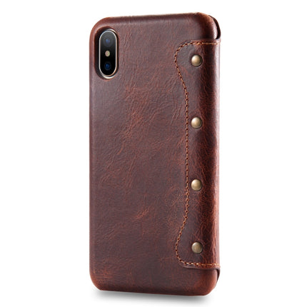 Oil Wax Cowhide Horizontal Flip Leather Case for iPhone X / XS, with Card Slots & Wallet-garmade.com