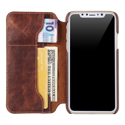 Oil Wax Cowhide Horizontal Flip Leather Case for iPhone X / XS, with Card Slots & Wallet-garmade.com