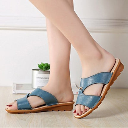 Flat Casual Fashion Wild Sandals for Women (Color:Blue Size:36)-garmade.com
