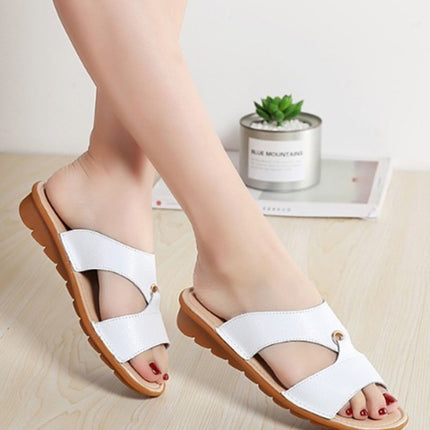 Flat Casual Fashion Wild Sandals for Women (Color:White Size:35)-garmade.com
