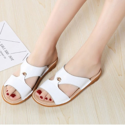 Flat Casual Fashion Wild Sandals for Women (Color:White Size:36)-garmade.com
