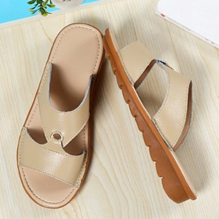 Flat Casual Fashion Wild Sandals for Women (Color:Beige Size:38)-garmade.com