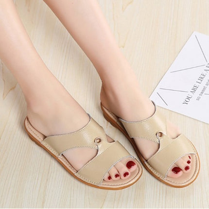 Flat Casual Fashion Wild Sandals for Women (Color:Beige Size:38)-garmade.com