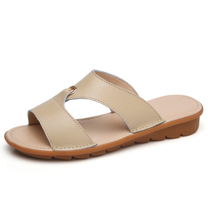 Flat Casual Fashion Wild Sandals for Women (Color:Beige Size:39)-garmade.com