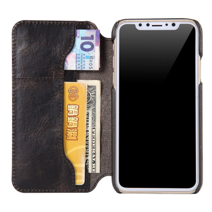 Oil Wax Cowhide Horizontal Flip Leather Case for iPhone XS Max, with Card Slots & Wallet-garmade.com
