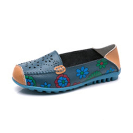 Flower Hollow Casual Peas Shoes for Women (Color:Dark Blue Size:37)-garmade.com