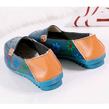 Flower Hollow Casual Peas Shoes for Women (Color:Dark Blue Size:43)-garmade.com