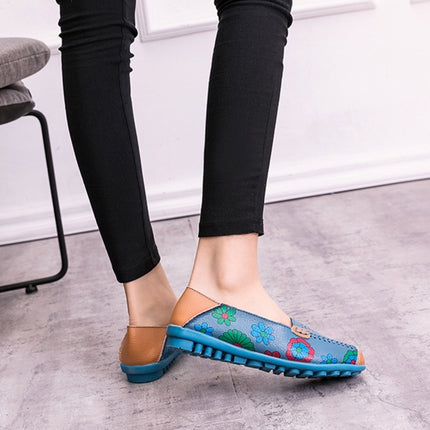 Flower Hollow Casual Peas Shoes for Women (Color:Baby Blue Size:36)-garmade.com