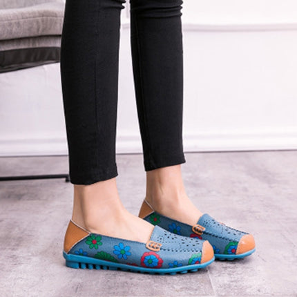 Flower Hollow Casual Peas Shoes for Women (Color:Baby Blue Size:39)-garmade.com