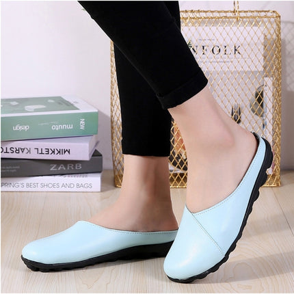 Casual Half Drag Lazy Shoes Shallow Mouth Peas Shoes for Women (Color:Baby Blue Size:36)-garmade.com