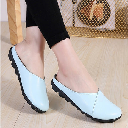 Casual Half Drag Lazy Shoes Shallow Mouth Peas Shoes for Women (Color:Baby Blue Size:36)-garmade.com