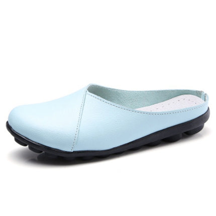 Casual Half Drag Lazy Shoes Shallow Mouth Peas Shoes for Women (Color:Baby Blue Size:37)-garmade.com
