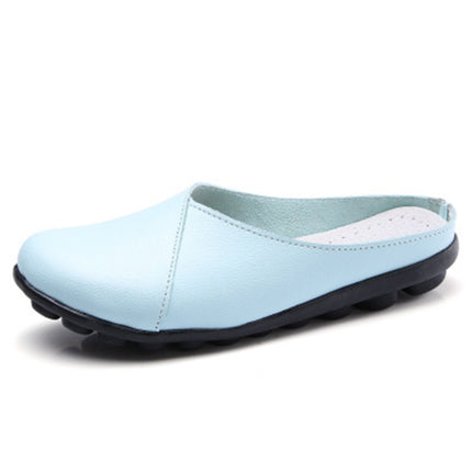 Casual Half Drag Lazy Shoes Shallow Mouth Peas Shoes for Women (Color:Baby Blue Size:38)-garmade.com