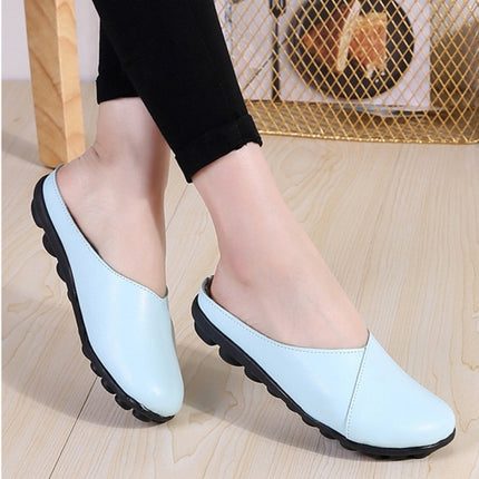 Casual Half Drag Lazy Shoes Shallow Mouth Peas Shoes for Women (Color:Baby Blue Size:40)-garmade.com