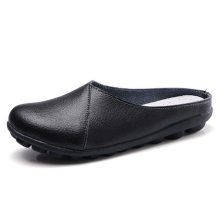 Casual Half Drag Lazy Shoes Shallow Mouth Peas Shoes for Women (Color:Black Size:35)-garmade.com