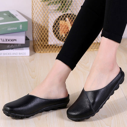 Casual Half Drag Lazy Shoes Shallow Mouth Peas Shoes for Women (Color:Black Size:37)-garmade.com