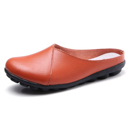 Casual Half Drag Lazy Shoes Shallow Mouth Peas Shoes for Women (Color:Orange Size:35)-garmade.com