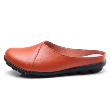 Casual Half Drag Lazy Shoes Shallow Mouth Peas Shoes for Women (Color:Orange Size:35)-garmade.com