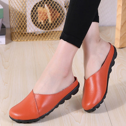 Casual Half Drag Lazy Shoes Shallow Mouth Peas Shoes for Women (Color:Orange Size:35)-garmade.com