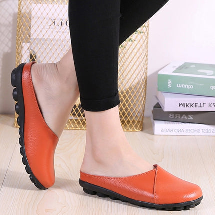 Casual Half Drag Lazy Shoes Shallow Mouth Peas Shoes for Women (Color:Orange Size:40)-garmade.com