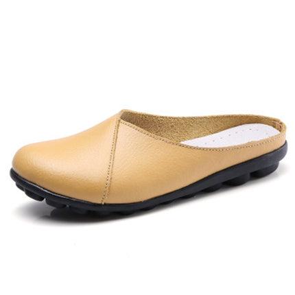 Casual Half Drag Lazy Shoes Shallow Mouth Peas Shoes for Women (Color:Yellow Size:38)-garmade.com