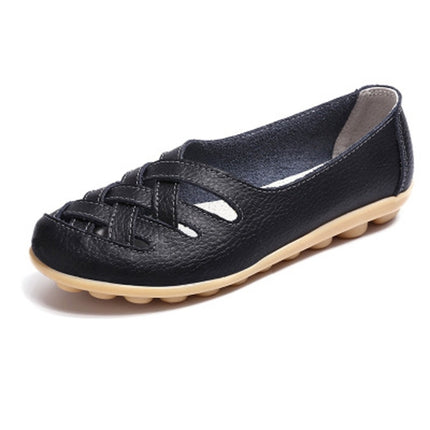 Hollow Woven Casual Nurse Shoes Cover Foot Peas Shoes for Women (Color:Black Size:36)-garmade.com