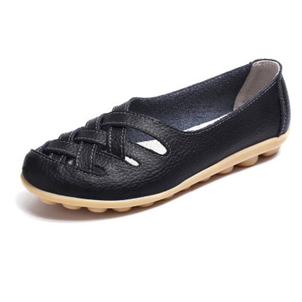 Hollow Woven Casual Nurse Shoes Cover Foot Peas Shoes for Women (Color:Black Size:36)-garmade.com