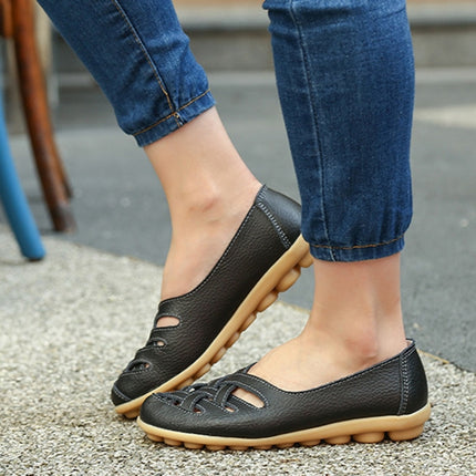 Hollow Woven Casual Nurse Shoes Cover Foot Peas Shoes for Women (Color:Black Size:36)-garmade.com