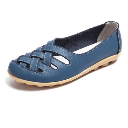 Hollow Woven Casual Nurse Shoes Cover Foot Peas Shoes for Women (Color:Blue Size:35)-garmade.com