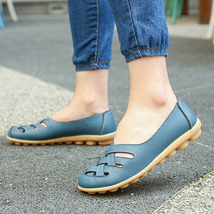 Hollow Woven Casual Nurse Shoes Cover Foot Peas Shoes for Women (Color:Blue Size:35)-garmade.com