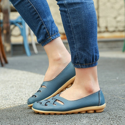 Hollow Woven Casual Nurse Shoes Cover Foot Peas Shoes for Women (Color:Blue Size:35)-garmade.com