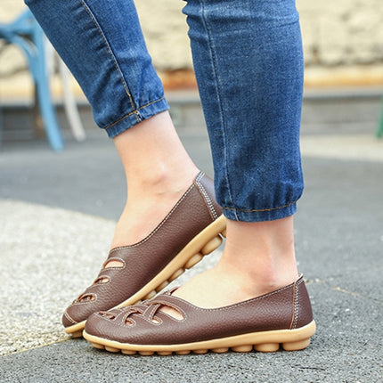 Hollow Woven Casual Nurse Shoes Cover Foot Peas Shoes for Women (Color:Brown Size:35)-garmade.com