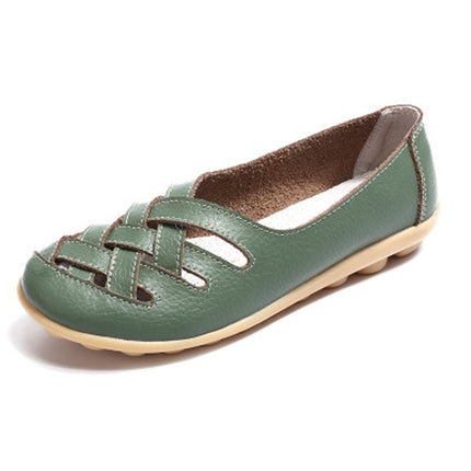 Hollow Woven Casual Nurse Shoes Cover Foot Peas Shoes for Women (Color:Green Size:35)-garmade.com