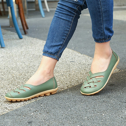 Hollow Woven Casual Nurse Shoes Cover Foot Peas Shoes for Women (Color:Green Size:35)-garmade.com