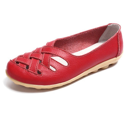 Hollow Woven Casual Nurse Shoes Cover Foot Peas Shoes for Women (Color:Red Size:35)-garmade.com