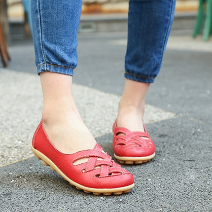 Hollow Woven Casual Nurse Shoes Cover Foot Peas Shoes for Women (Color:Red Size:35)-garmade.com