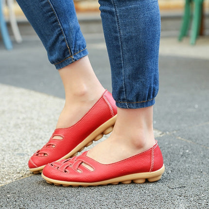 Hollow Woven Casual Nurse Shoes Cover Foot Peas Shoes for Women (Color:Red Size:35)-garmade.com