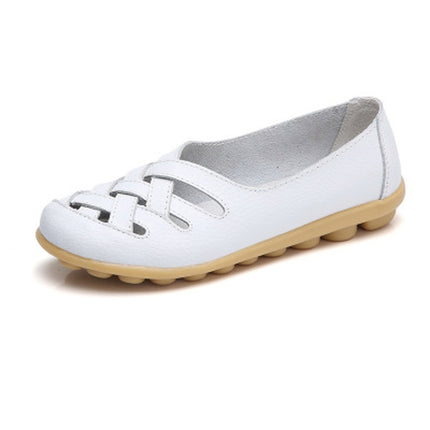 Hollow Woven Casual Nurse Shoes Cover Foot Peas Shoes for Women (Color:White Size:35)-garmade.com