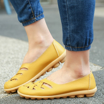 Hollow Woven Casual Nurse Shoes Cover Foot Peas Shoes for Women (Color:Yellow Size:35)-garmade.com