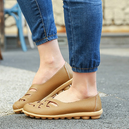 Hollow Woven Casual Nurse Shoes Cover Foot Peas Shoes for Women (Color:Khaki Size:35)-garmade.com