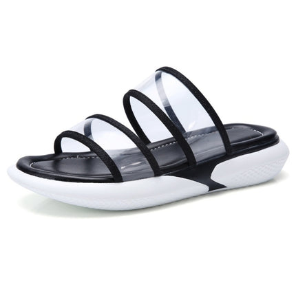 Lightweight Casual Non-slip Wear-resistant Transparent Jelly Simple Slippers Sandals for Women (Color:Black Size:40)-garmade.com