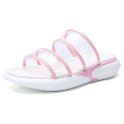 Lightweight Casual Non-slip Wear-resistant Transparent Jelly Simple Slippers Sandals for Women (Color:Pink Size:35)-garmade.com