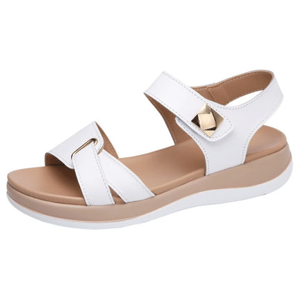 Simple and Versatile Non-slip Wear-resistant Flat Bottom Sandals for Women (Color:White Size:37)-garmade.com