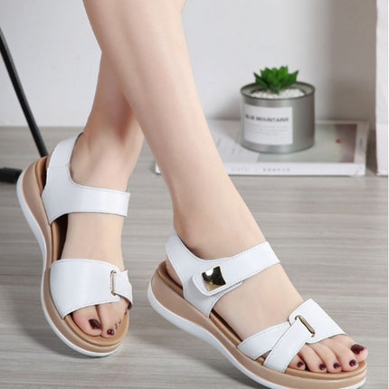 Simple and Versatile Non-slip Wear-resistant Flat Bottom Sandals for Women (Color:White Size:40)-garmade.com