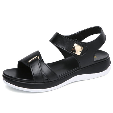 Simple and Versatile Non-slip Wear-resistant Flat Bottom Sandals for Women (Color:Black Size:36)-garmade.com