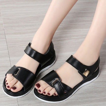 Simple and Versatile Non-slip Wear-resistant Flat Bottom Sandals for Women (Color:Black Size:36)-garmade.com