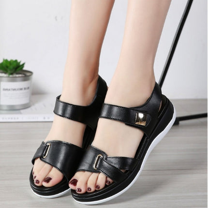 Simple and Versatile Non-slip Wear-resistant Flat Bottom Sandals for Women (Color:Black Size:37)-garmade.com