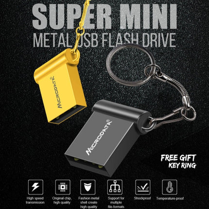 MiCRODATA 4GB USB 2.0 Computer and Car Two-use Mini Metal U Disk (Black)-garmade.com