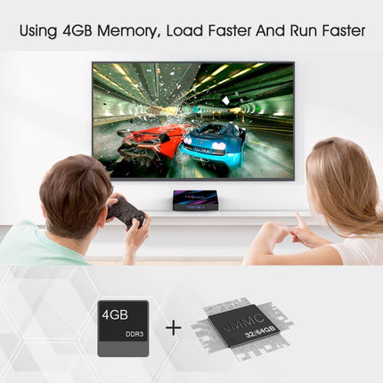 H96 Max-3318 4K Ultra HD Android TV Box with Remote Controller, Android 9.0, RK3318 Quad-Core 64bit Cortex-A53, WiFi 2.4G/5G, Bluetooth 4.0, 4GB+32GB-garmade.com